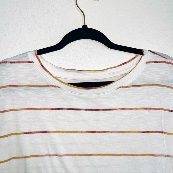 Maurices 24/7 Forever White & Pink Striped Drop Shoulder Tee Medium Women’s - Picture 3 of 12